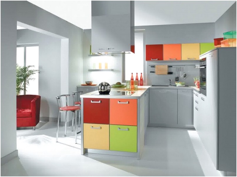 Modern Desain Dapur Minimalis Mungil Sederhana Terbuka Elegant Type 3x3 Warna Cat Abu abu Terbaru