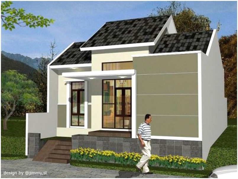 Brilian model desain rumah minimalis 1 lantai mewah nyaman elegan warna putih krem terbaru tampak depan