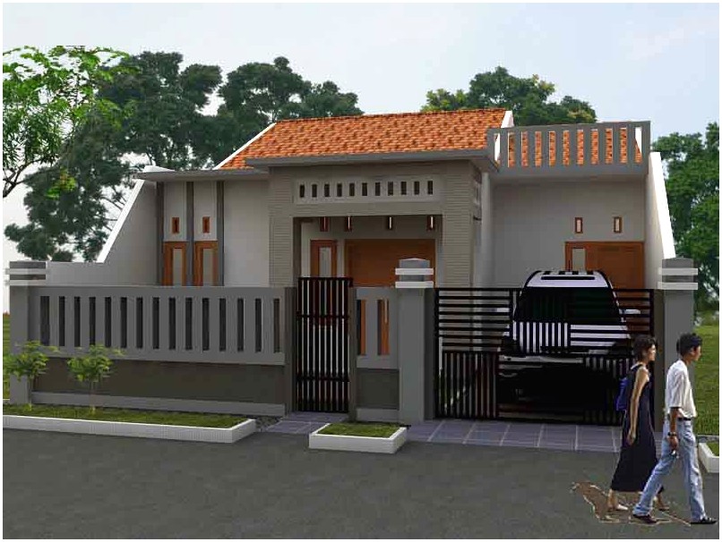 Ide model desain rumah minimalis 1 lantai mewah nyaman elegan warna abu abu enak dipandang tampak depan