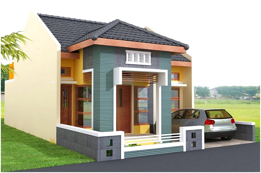 Ide model desain rumah minimalis 1 lantai mewah nyaman elegan warna kuning istimewa tampak depan