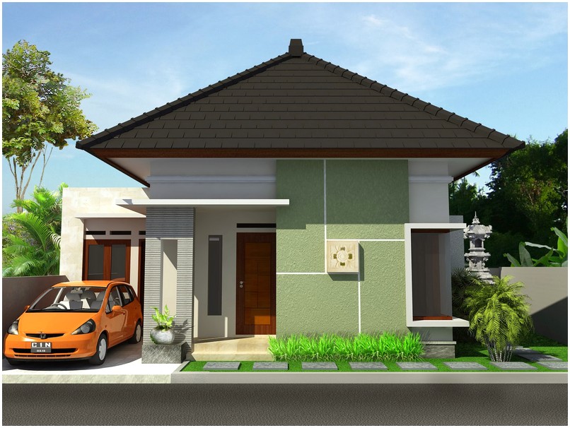 Istimewa model desain rumah minimalis 1 lantai mewah nyaman elegan grey krem genteng hitam abu abu tampak depan