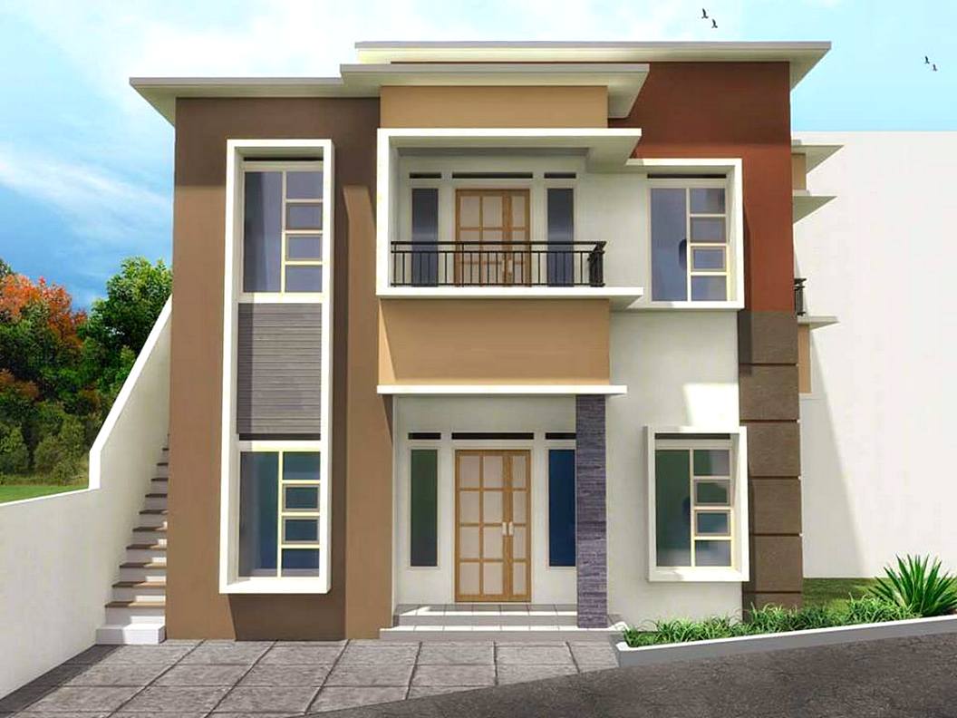 Gambar Rumah Minimalis 2 Lantai Warna Cokelat