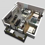 Denah Rumah 2 Kamar Tidur Type 36 Lahan Sempit 3D