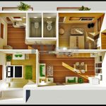 Denah Rumah Sangat Sederhana Minimalis 2 Kamar Tidur 3D