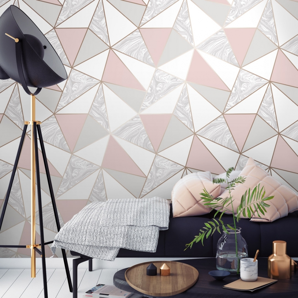 Wallpaper Dinding Ruang Tamu Minimalis Motif Zara Marble Metallic Wallpaper Soft Pink Rose Gold
